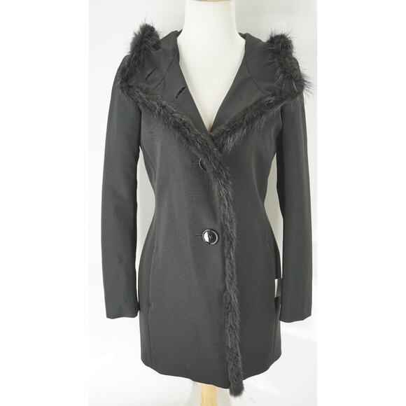 Prada Black Fur Trim Hooded Women's Trench Coat Size 40 EU 4 US New $2375 Italy - Picture 11 of 11